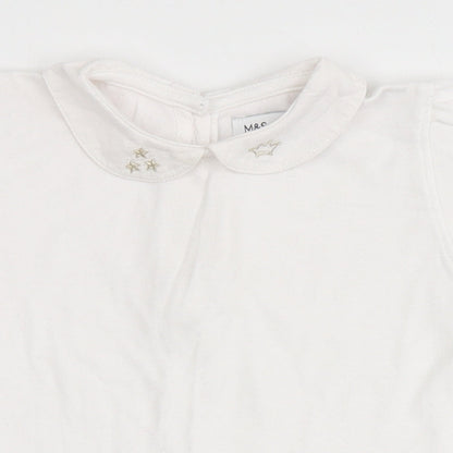 Marks and Spencer Girls Ivory  Cotton Basic Blouse Size 12-18 Months Round Neck  - Stars