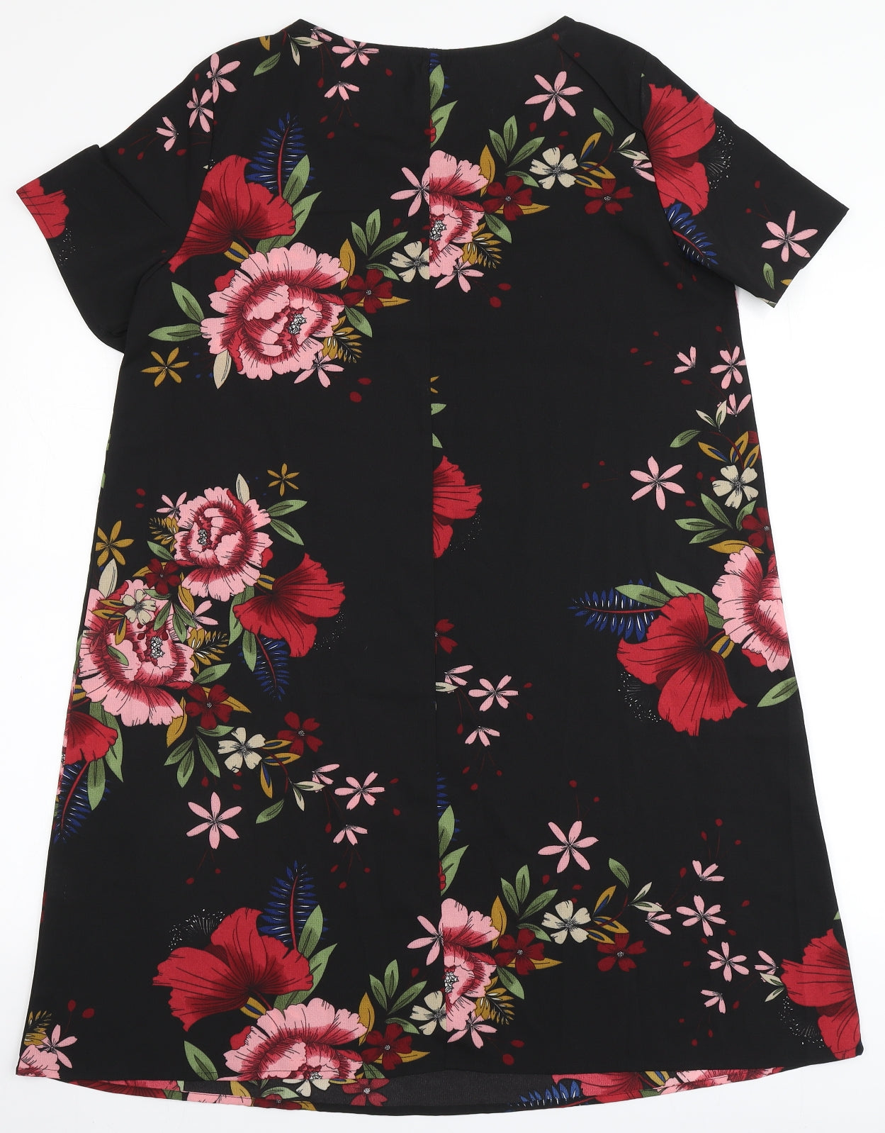 SheIn Womens Black Floral Polyester A-Line  Size M  Round Neck