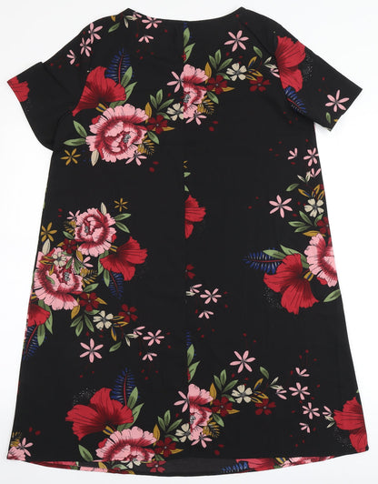SheIn Womens Black Floral Polyester A-Line  Size M  Round Neck