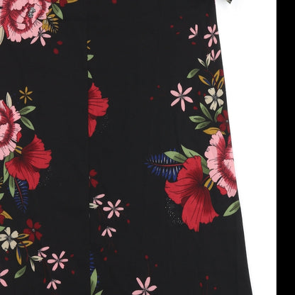 SheIn Womens Black Floral Polyester A-Line  Size M  Round Neck