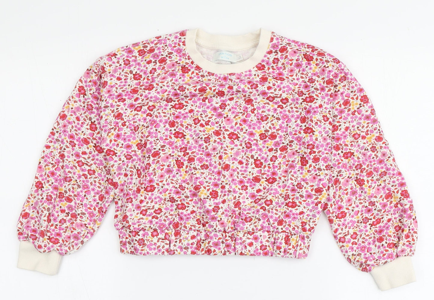 Leigh Tucker Girls Multicoloured Floral 100% Cotton Pullover Sweatshirt Size 7-8 Years