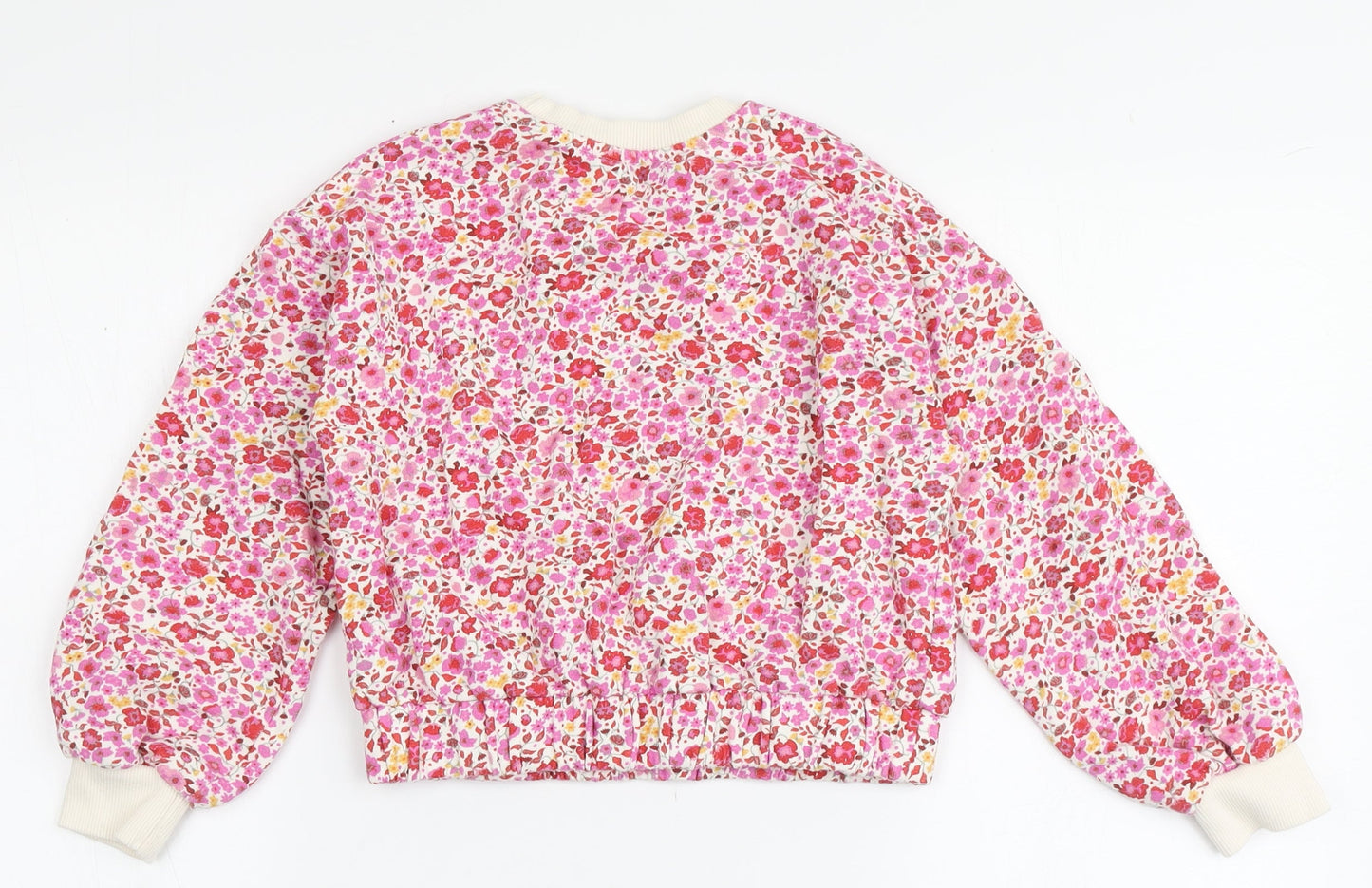 Leigh Tucker Girls Multicoloured Floral 100% Cotton Pullover Sweatshirt Size 7-8 Years