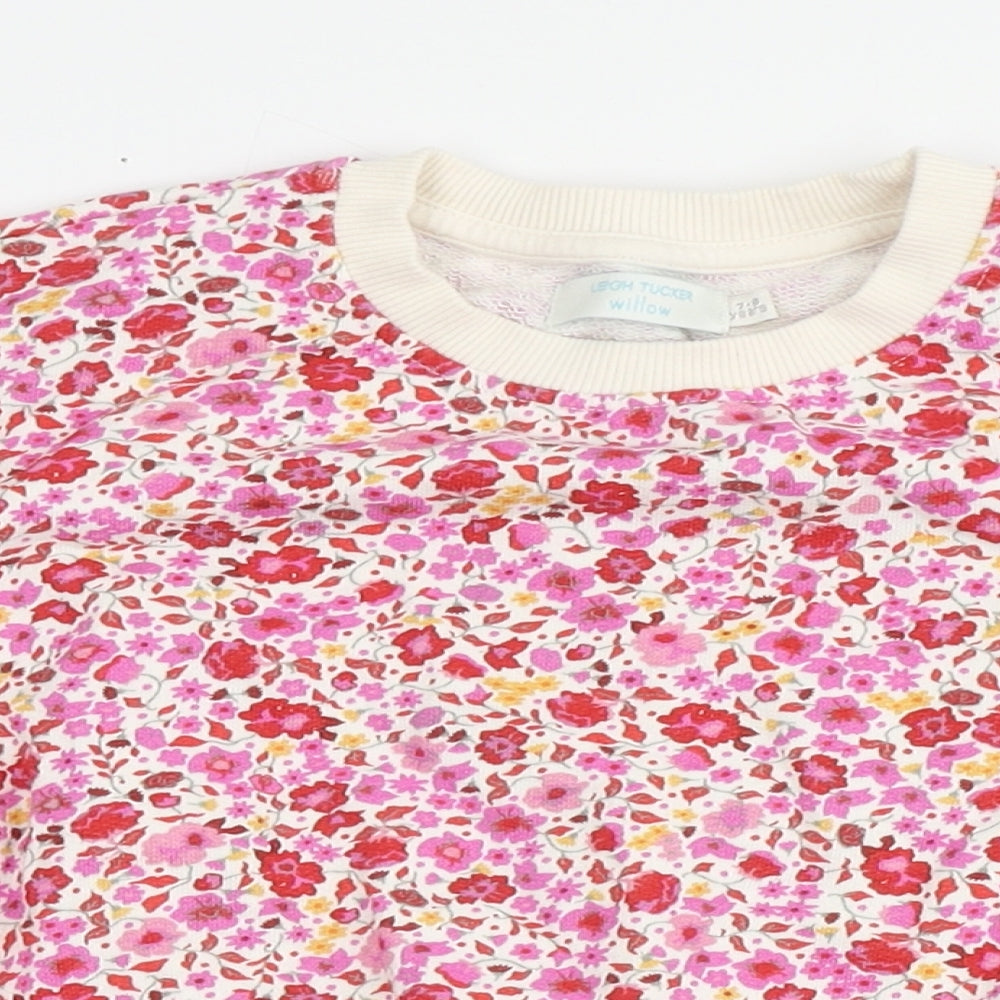 Leigh Tucker Girls Multicoloured Floral 100% Cotton Pullover Sweatshirt Size 7-8 Years