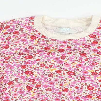Leigh Tucker Girls Multicoloured Floral 100% Cotton Pullover Sweatshirt Size 7-8 Years