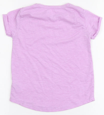 Dunnes Stores Girls Purple  Polyester Basic T-Shirt Size 7-8 Years Round Neck
