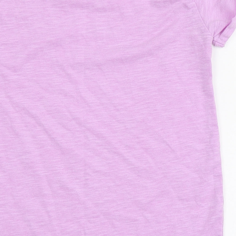 Dunnes Stores Girls Purple  Polyester Basic T-Shirt Size 7-8 Years Round Neck
