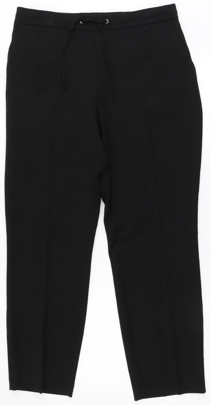 Dunnes Stores Womens Black  Polyester Dress Pants Trousers Size 12 L27 in Regular Tie