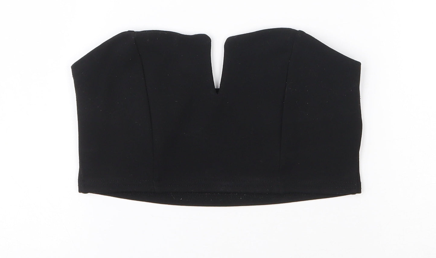 Boohoo Womens Black  Polyester Cropped Blouse Size 6 V-Neck