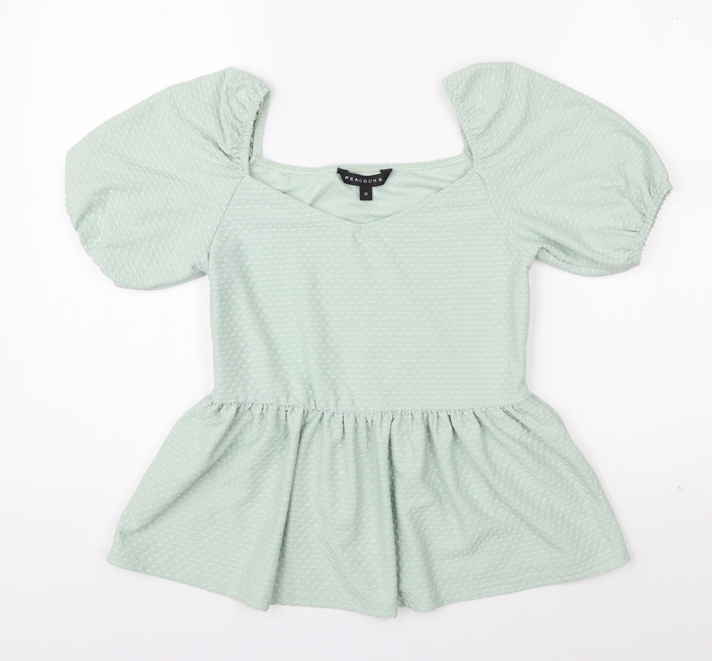 Womens UK Size 10 Peacocks Green Basic Blouse