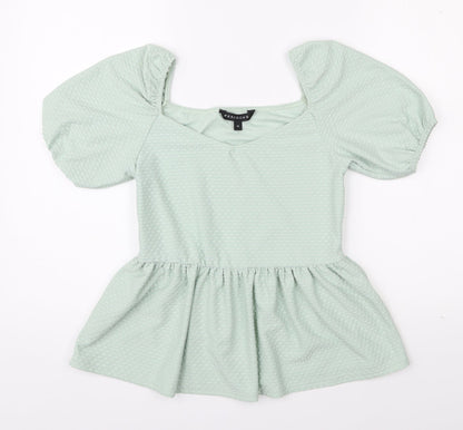 Womens UK Size 10 Peacocks Green Basic Blouse