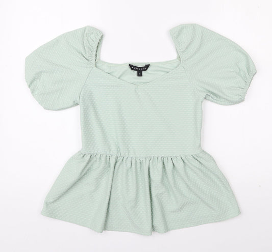Womens UK Size 10 Peacocks Green Basic Blouse