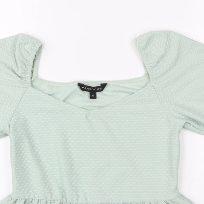 Womens UK Size 10 Peacocks Green Basic Blouse