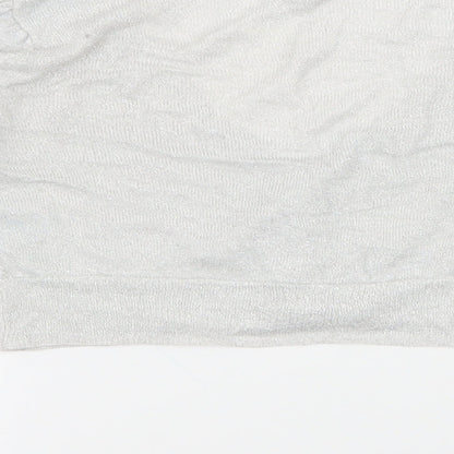 Bay Womens Grey V-Neck  Viscose Cardigan Jumper Size 6   - gem missing in button , cropped