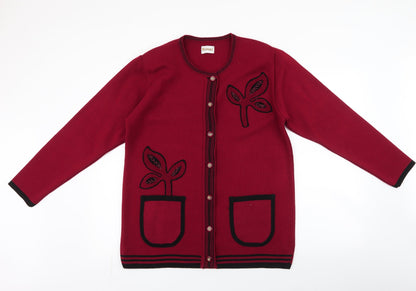 Womens UK Size S Roman Originals Red Cardigan Jumper