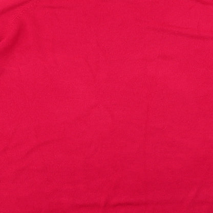 Primark Womens Red Round Neck  Acrylic Pullover Jumper Size L   - Button Sleeve Detail