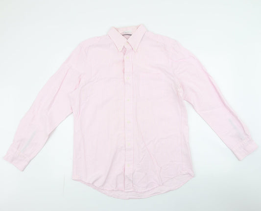 Mens UK Size L John Lewis Pink  Button-Up Long Sleeve Casual Shirt