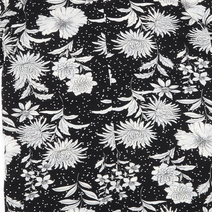 Studio Womens Black Floral Polyester Shirt Dress  Size 12  V-Neck Zip - polka dot