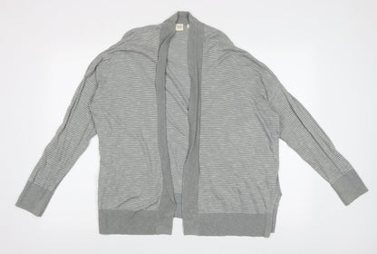 Gap Womens Grey V-Neck Striped Cotton Cardigan Jumper Size L
