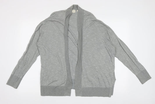 Gap Womens Grey V-Neck Striped Cotton Cardigan Jumper Size L