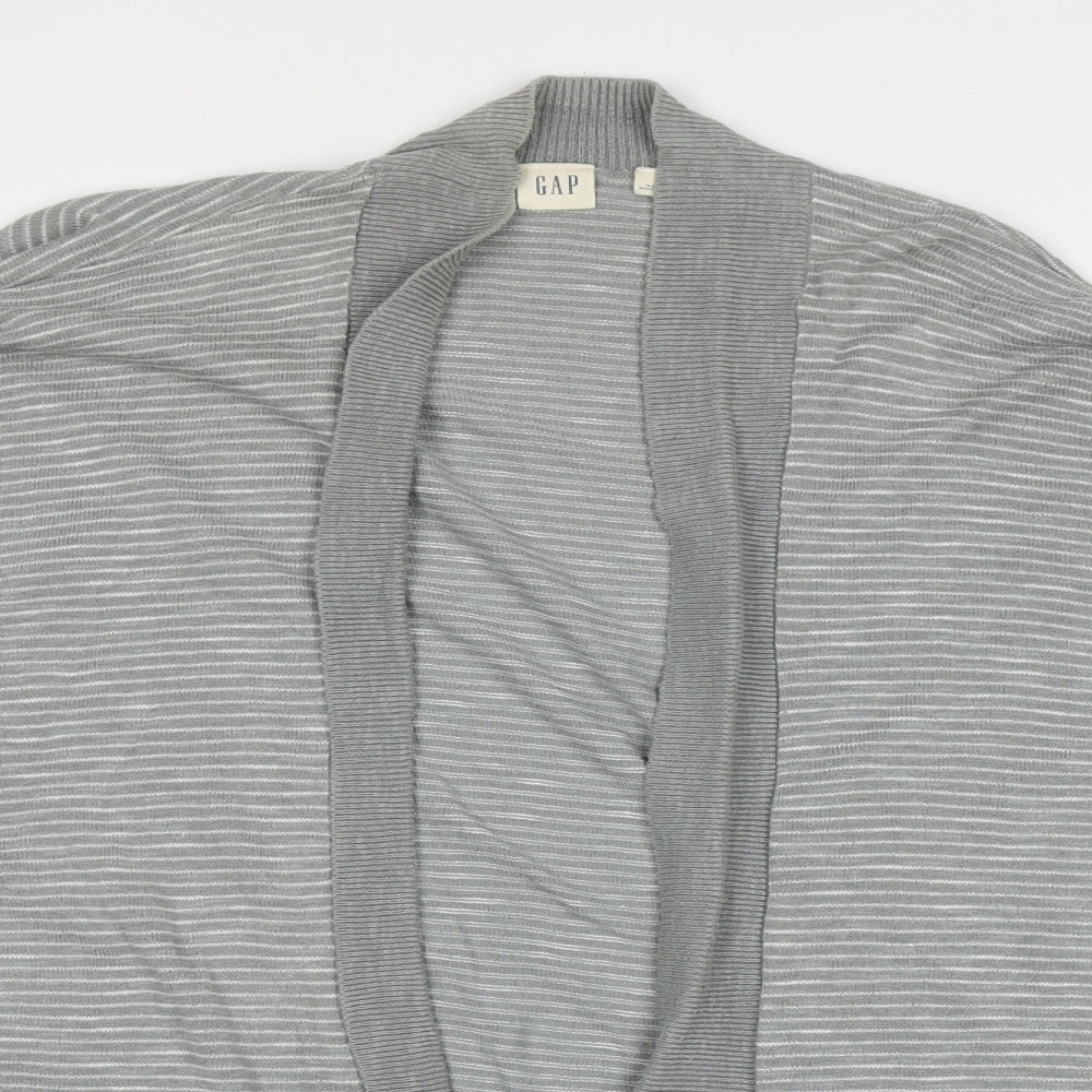 Gap Womens Grey V-Neck Striped Cotton Cardigan Jumper Size L