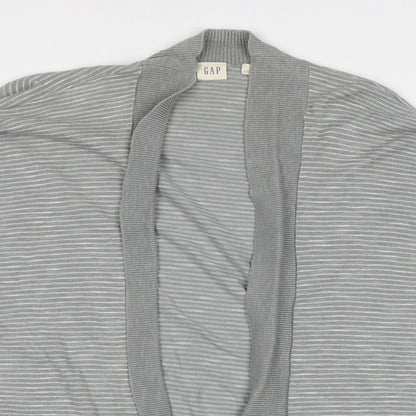Gap Womens Grey V-Neck Striped Cotton Cardigan Jumper Size L