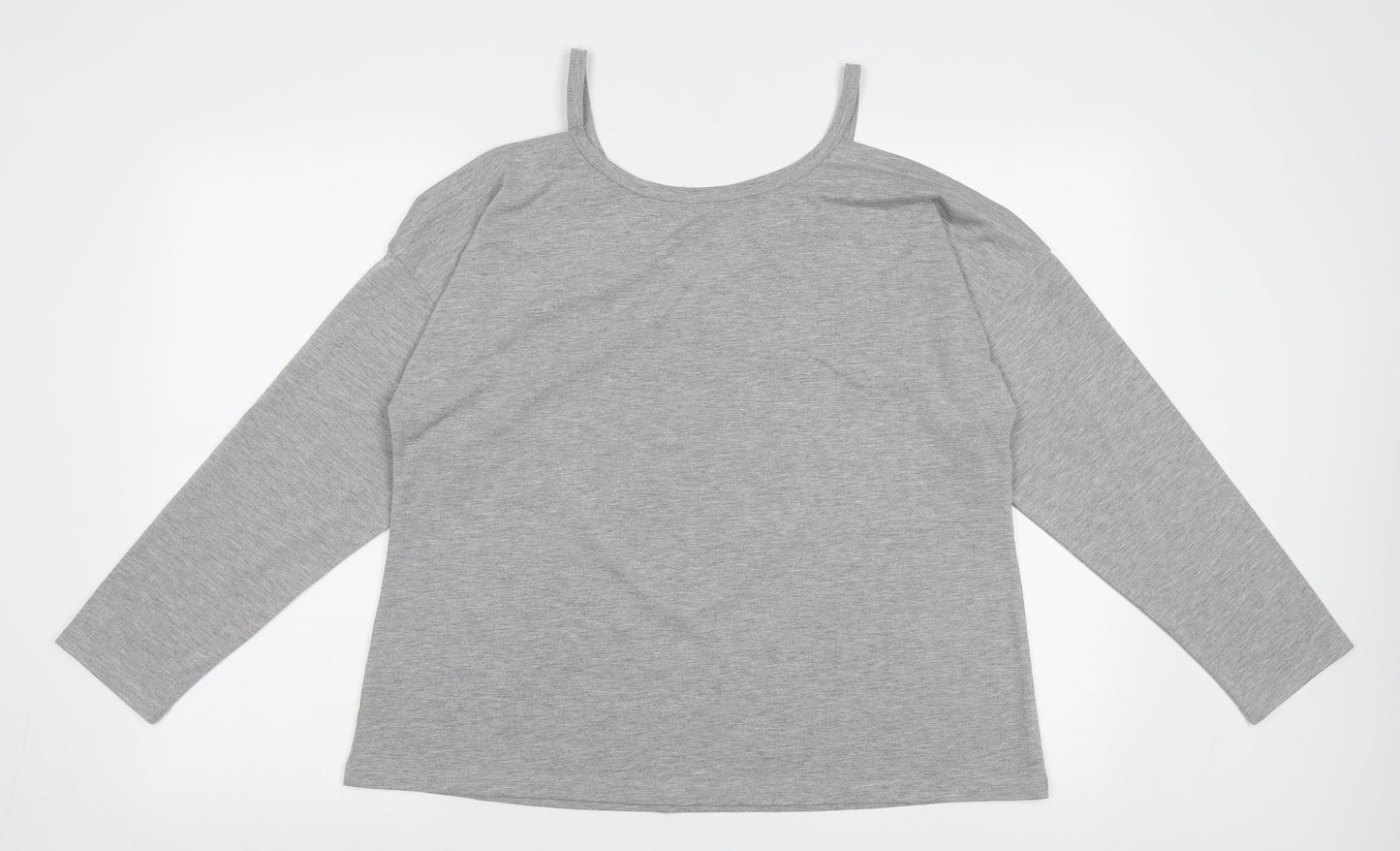 SheIn Womens Grey Animal Print Polyester Jersey T-Shirt Size XL V-Neck - Cold Shoulder