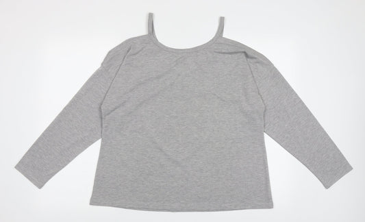 SheIn Womens Grey Animal Print Polyester Jersey T-Shirt Size XL V-Neck - Cold Shoulder