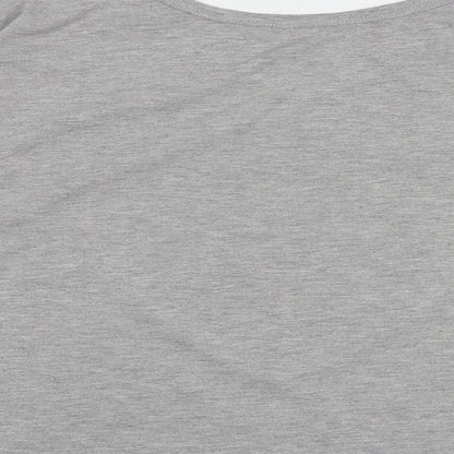 SheIn Womens Grey Animal Print Polyester Jersey T-Shirt Size XL V-Neck - Cold Shoulder