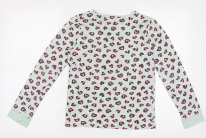 F&F Girls Green Animal Print Cotton Cami Pyjama Top Size 12-13 Years  Pullover