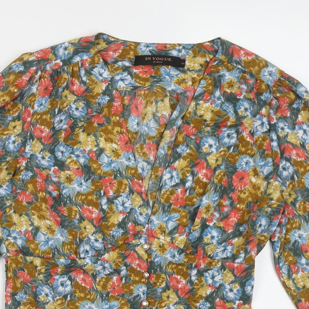 Womens UK Size S In Vogue Multicoloured Cropped Blouse