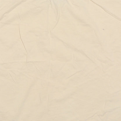 Primark Womens Beige  Cotton Cropped T-Shirt Size M Crew Neck - Say less do more