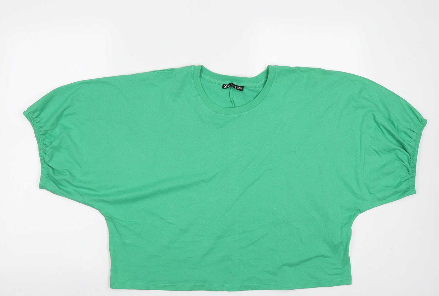 Womens UK Size S Zara Green Cropped T-Shirt