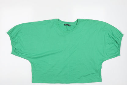 Womens UK Size S Zara Green Cropped T-Shirt