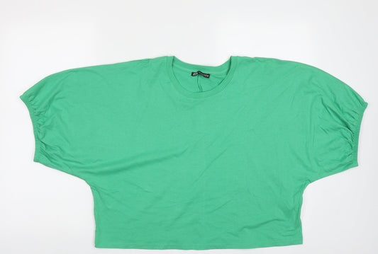 Womens UK Size S Zara Green Cropped T-Shirt