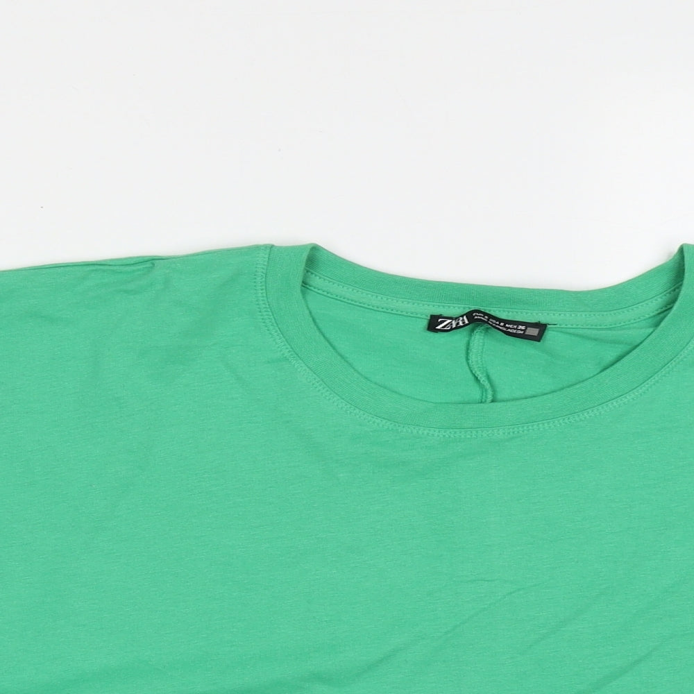 Womens UK Size S Zara Green Cropped T-Shirt