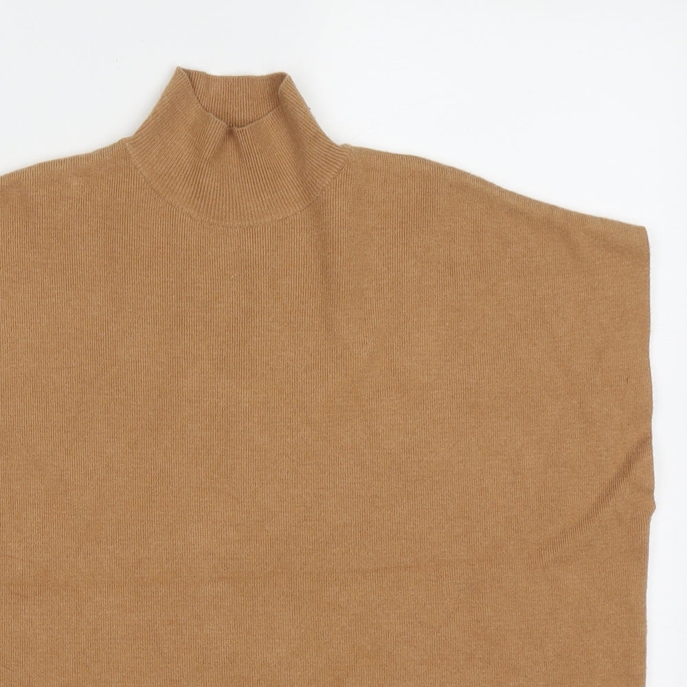 F&F Womens Brown High Neck  Polyester Pullover Jumper Size XS