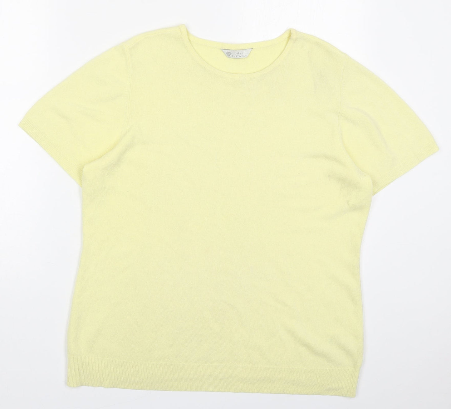 BHS Womens Yellow Round Neck  Acrylic Pullover Jumper Size 18