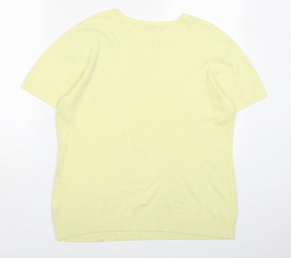 BHS Womens Yellow Round Neck  Acrylic Pullover Jumper Size 18