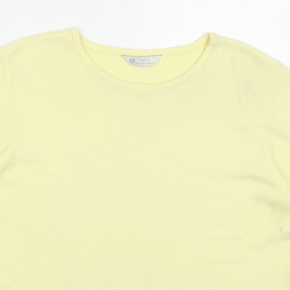 BHS Womens Yellow Round Neck  Acrylic Pullover Jumper Size 18