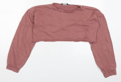 PRETTYLITTLETHING Womens Pink  Cotton Pullover Sweatshirt Size 6  Pullover