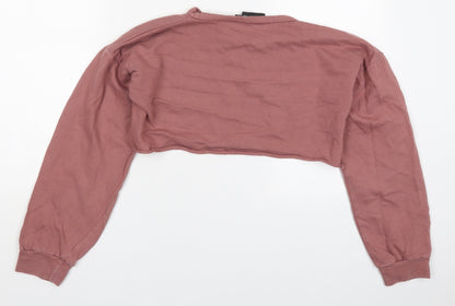 PRETTYLITTLETHING Womens Pink  Cotton Pullover Sweatshirt Size 6  Pullover