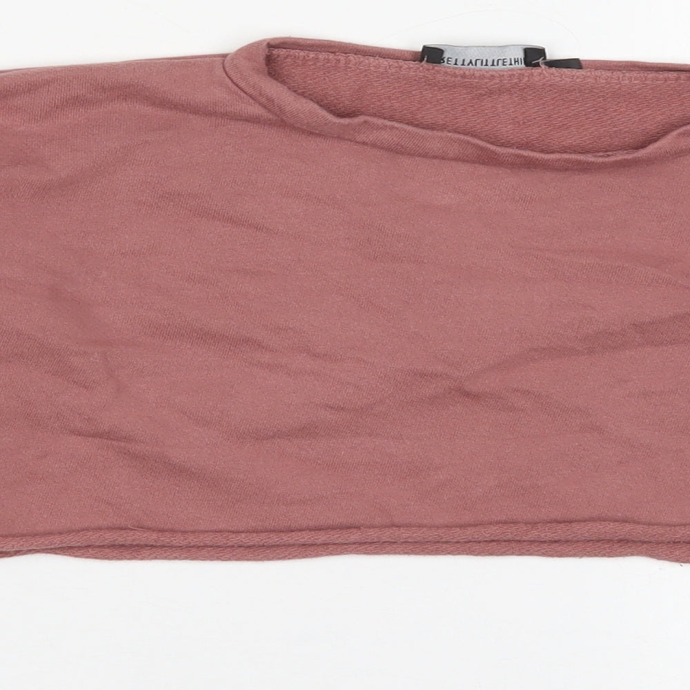 PRETTYLITTLETHING Womens Pink  Cotton Pullover Sweatshirt Size 6  Pullover