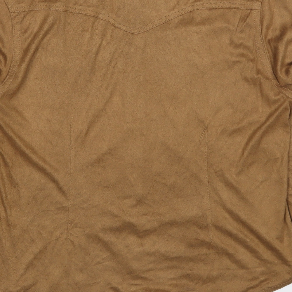 Roomates Womens Brown  Polyester Basic Button-Up Size L Collared