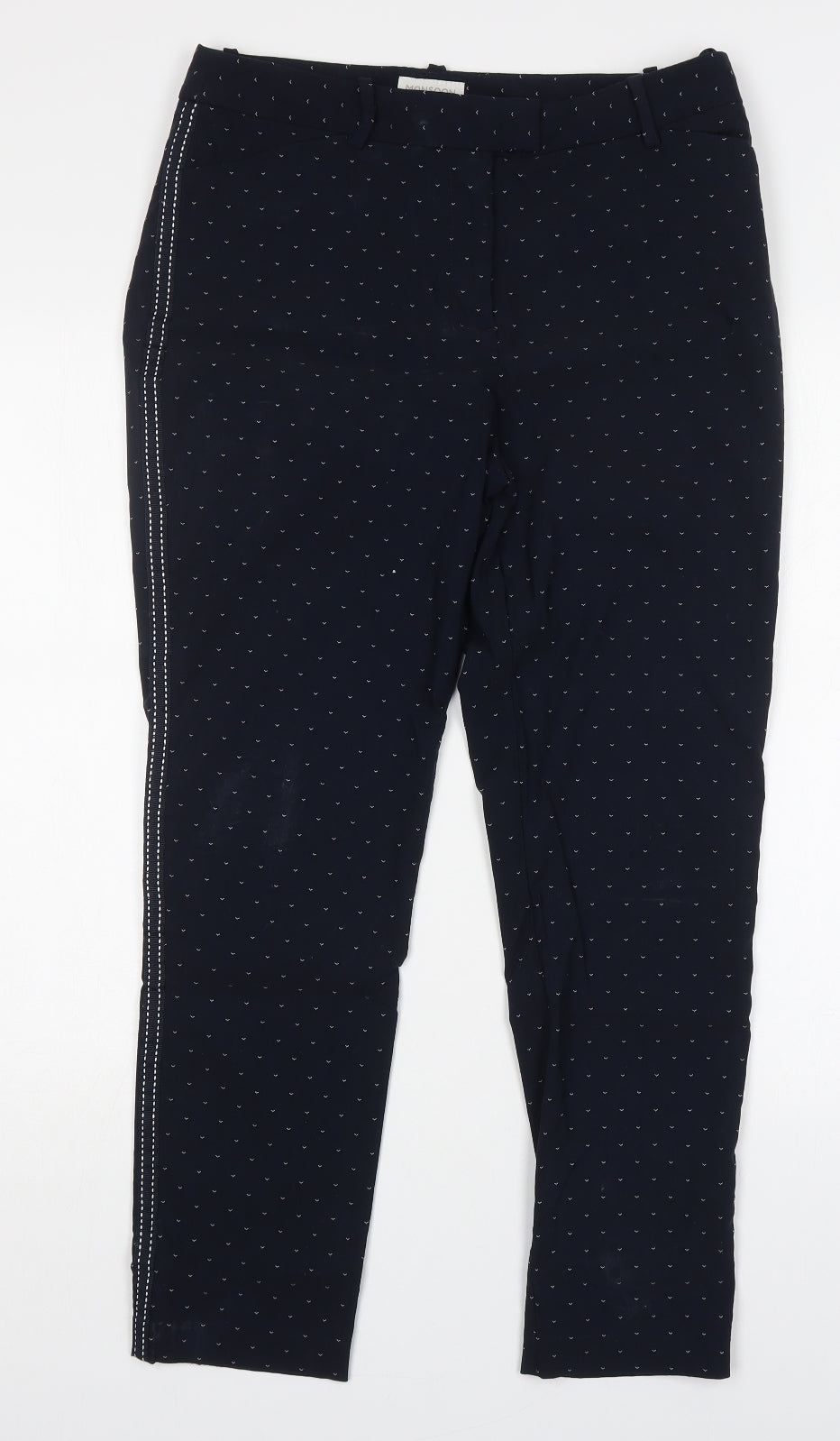 Monsoon Womens Blue Geometric Viscose Trousers  Size 12 L27 in Regular Hook & Eye