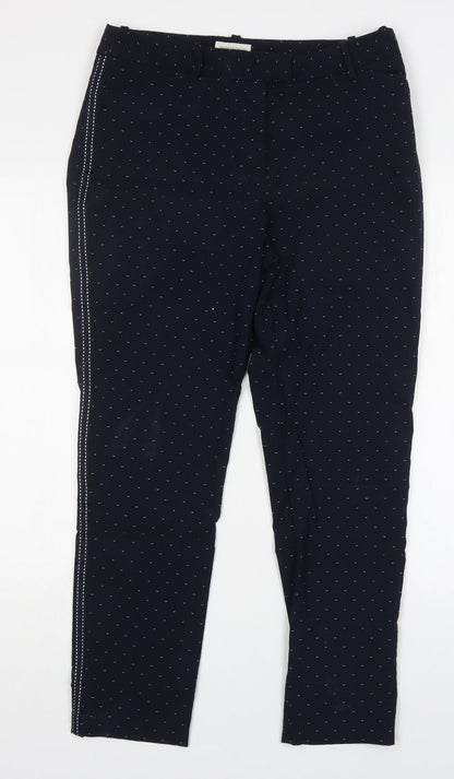 Monsoon Womens Blue Geometric Viscose Trousers  Size 12 L27 in Regular Hook & Eye