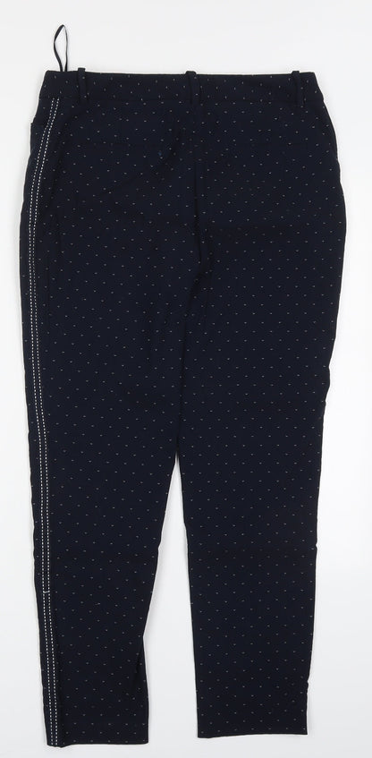 Monsoon Womens Blue Geometric Viscose Trousers  Size 12 L27 in Regular Hook & Eye