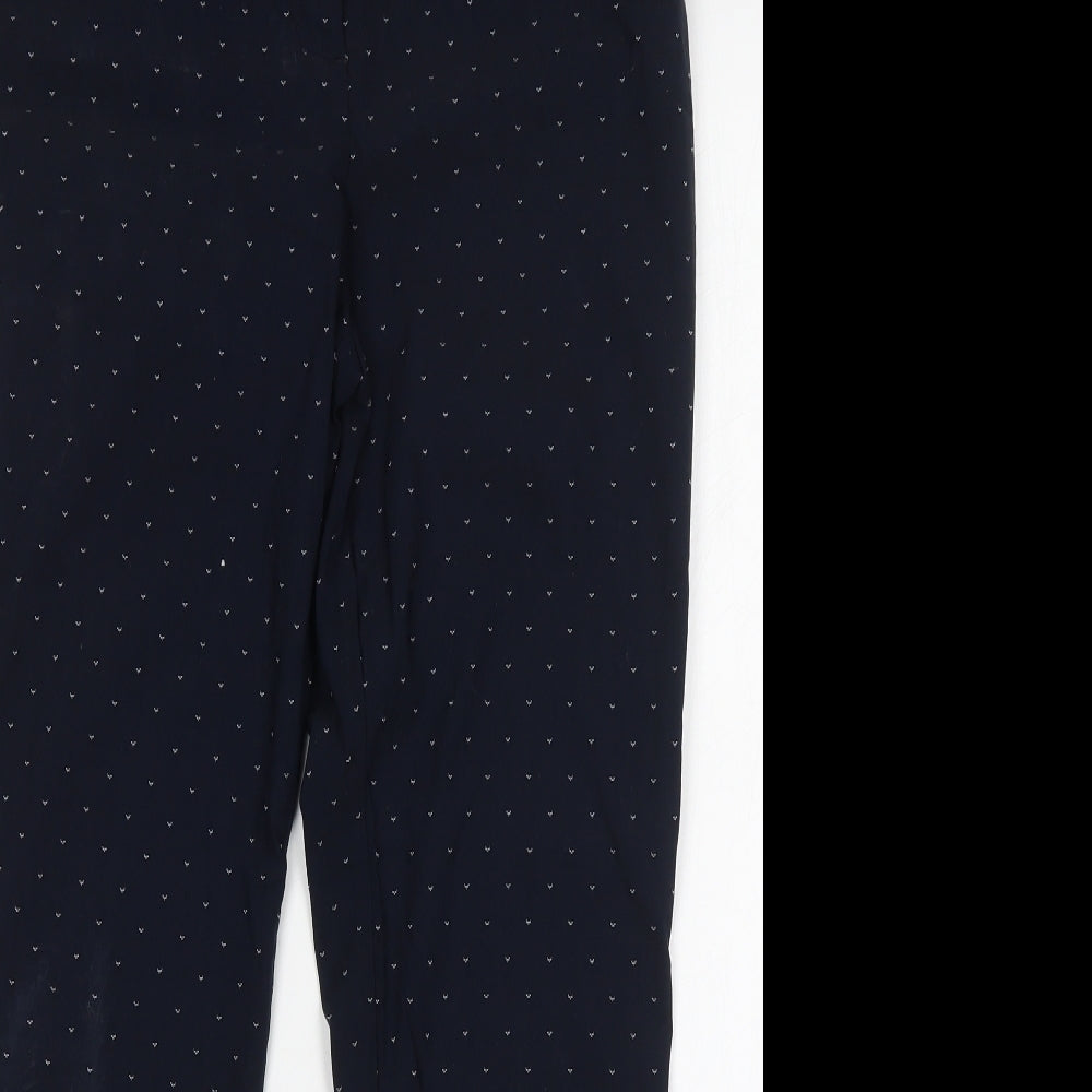 Monsoon Womens Blue Geometric Viscose Trousers  Size 12 L27 in Regular Hook & Eye