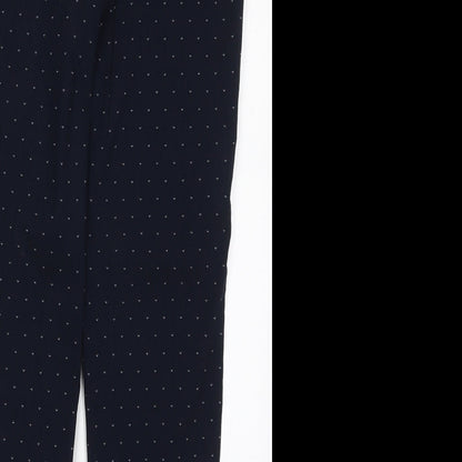 Monsoon Womens Blue Geometric Viscose Trousers  Size 12 L27 in Regular Hook & Eye