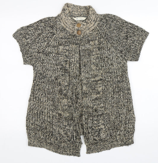 BHS Womens Brown Round Neck  Acrylic Cardigan Jumper Size 12