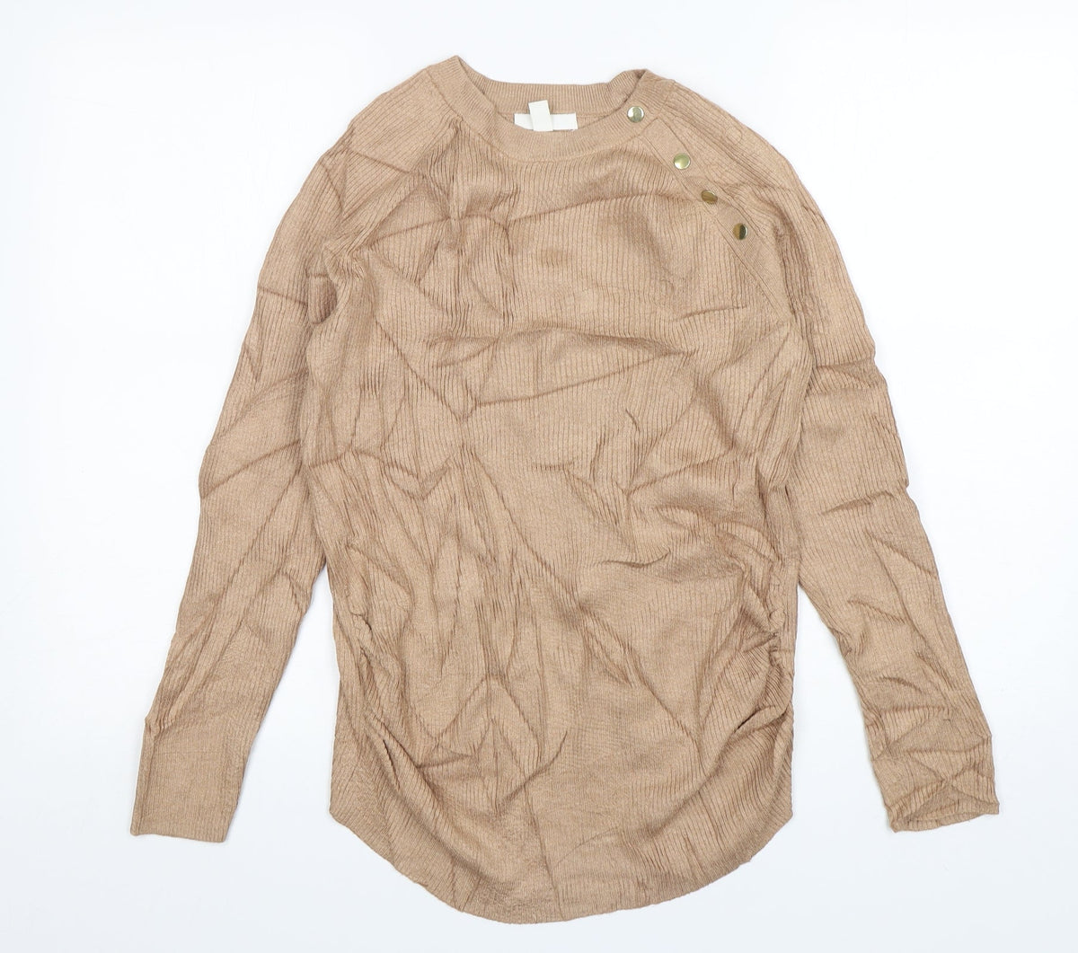 H&M Womens Beige Round Neck  Viscose Pullover Jumper Size M